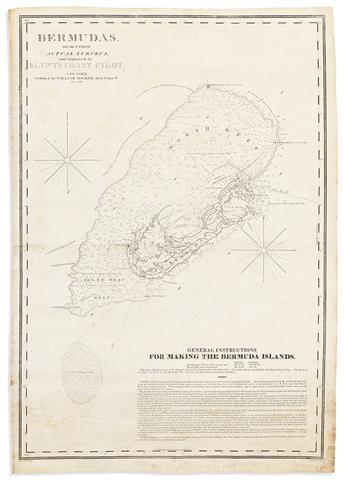 (BERMUDA.) William Hooker. Bermudas, Drawn from Actual Surveys, and Improved by Blunt's Coast Pilot.                                             